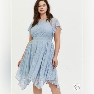 Torrid 2X Light Blue Lace Handkerchief Dress